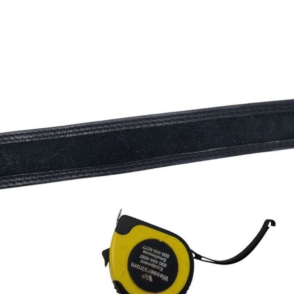 Vintage Mens Thick Rugged 38" Steerhide Leather Belt Black Heavy Duty Suede - Picture 9 of 11